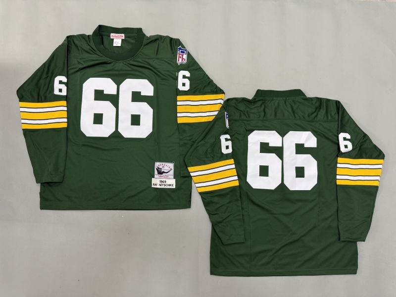 Men 2025 Green Bay Packers #66 Nitschke green Throwback Limited NFL Jersey style 002
